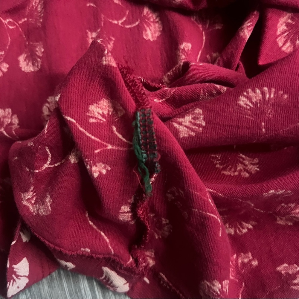 Lauren Ralph Lauren Red Cream Floral Ruffle Sleeveless Top Size XL Work Casual - Picture 7 of 7